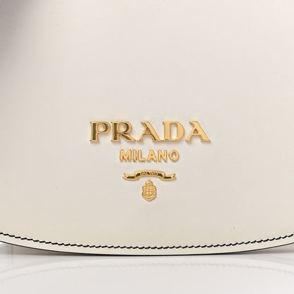 Prada City Calf Pionniere Saddle Bag Black White 9 of 9