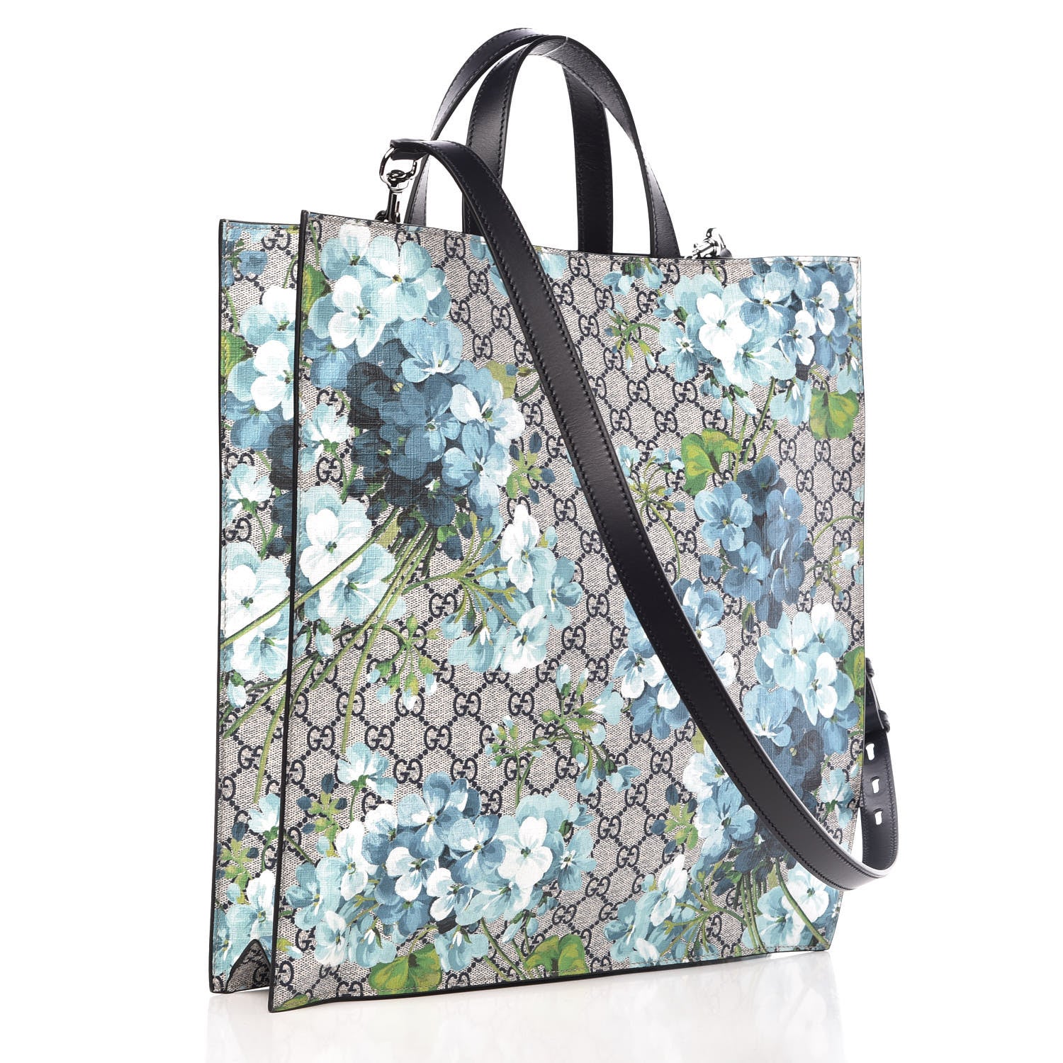 Gucci Soft GG Supreme Monogram Blooms Vertical Tote Blue 3 of 11