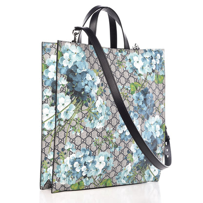 Gucci Soft GG Supreme Monogram Blooms Vertical Tote Blue 3 of 11