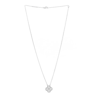Van Cleef & Arpels 18K White Gold Diamond Vintage Alhambra Pendant Necklace 3 of 7