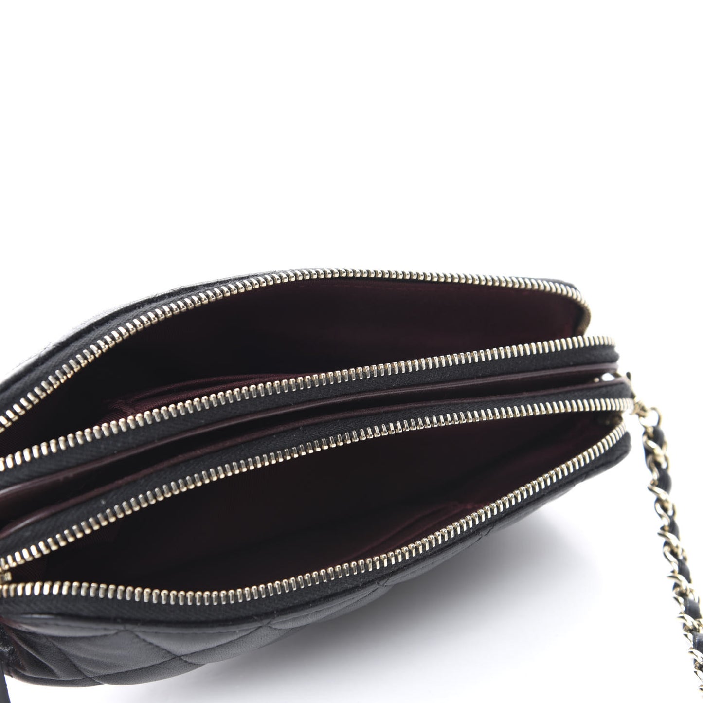 Lambskin Quilted Small Clutch With Chain Black