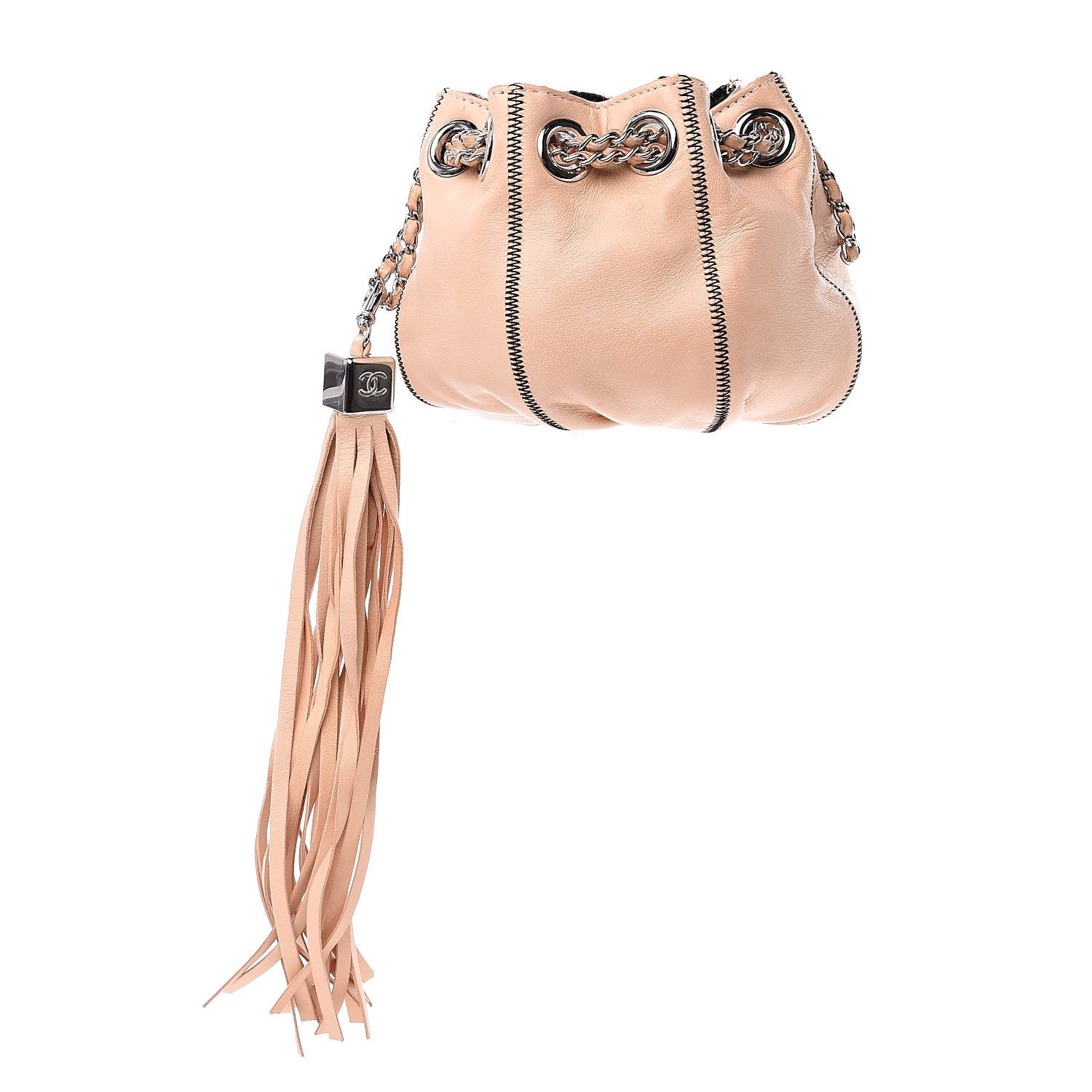 Chanel Lambskin Satin Mini Drawstring Tassel Shoulder Bag Rose Clair 1 of 10