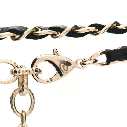 Chanel Lambskin Pearl Crystal CC Long Chain Necklace Black Gold 4 of 4