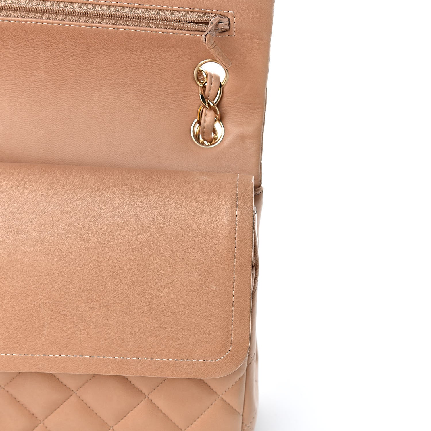 Chanel Lambskin Quilted Jumbo Double Flap Beige Clair 17 of 25