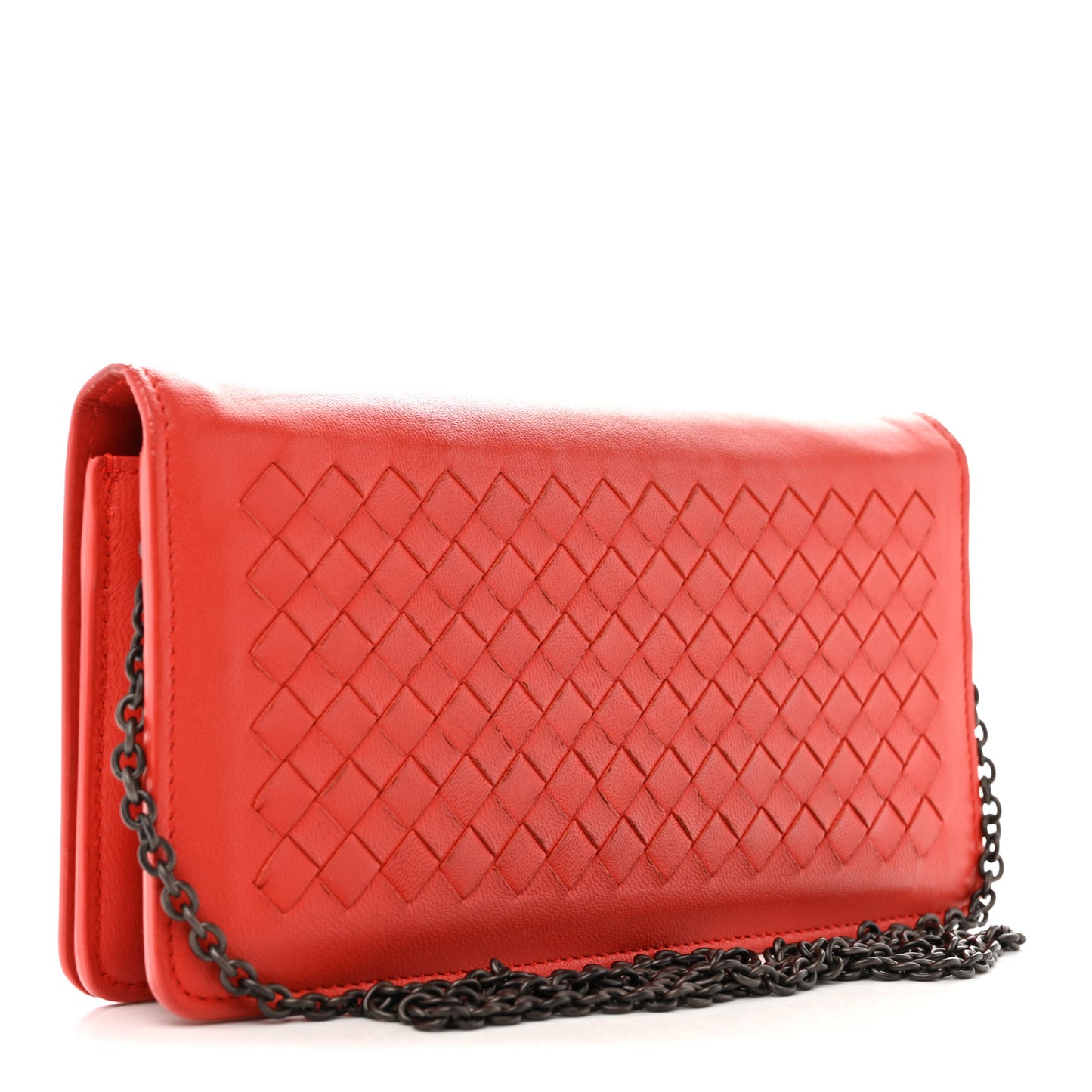 Nappa Intrecciato Continental Wallet on Chain Red