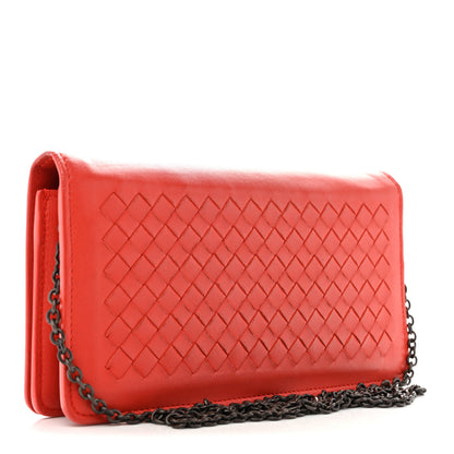 Bottega Veneta Nappa Intrecciato Continental Wallet on Chain Red 3 of 11