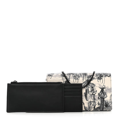 Christian Dior Calfskin Toile de Jouy Carnivora Wallet On Chain Pouch White 1 of 10