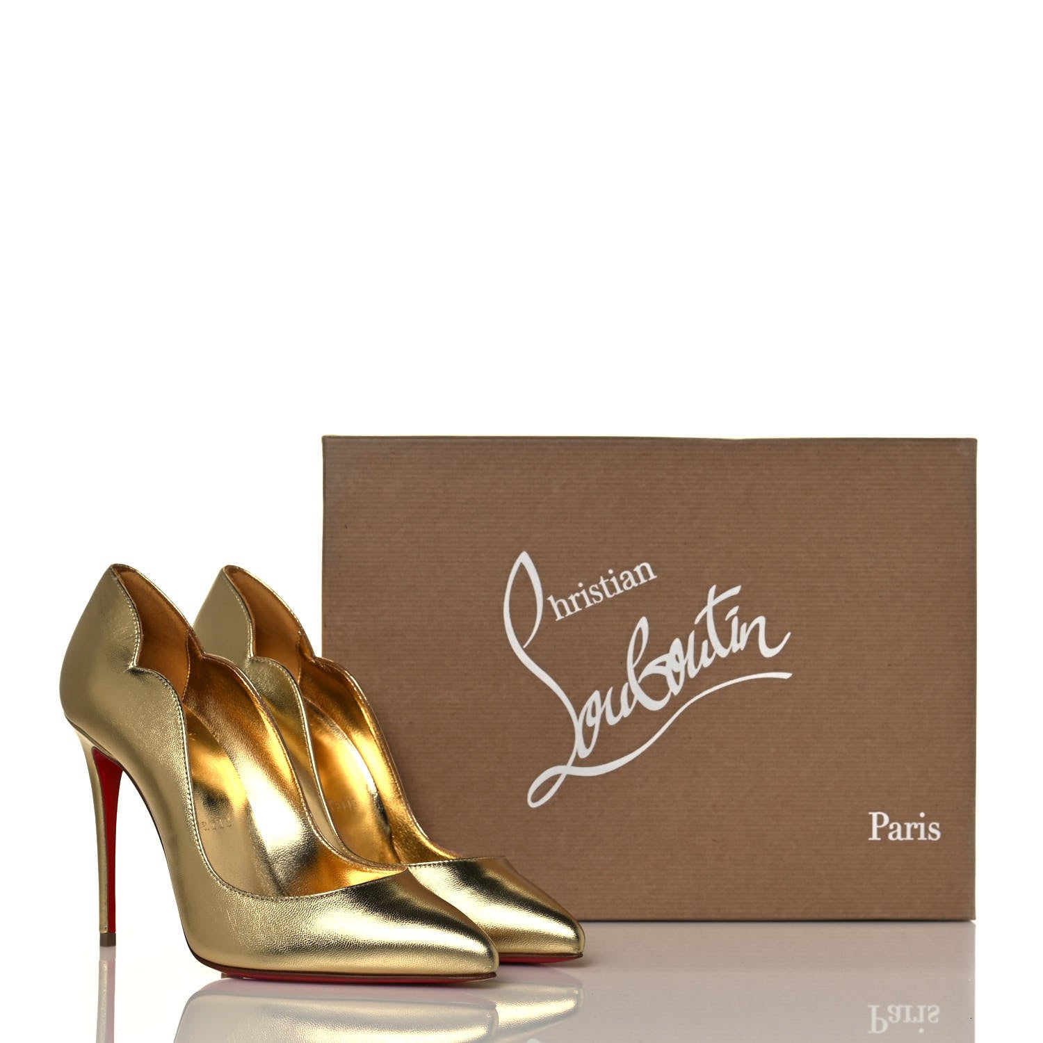 Christian Louboutin Metallic Calfskin Hot Chick 100 Pumps 35.5 Gold 8 of 8