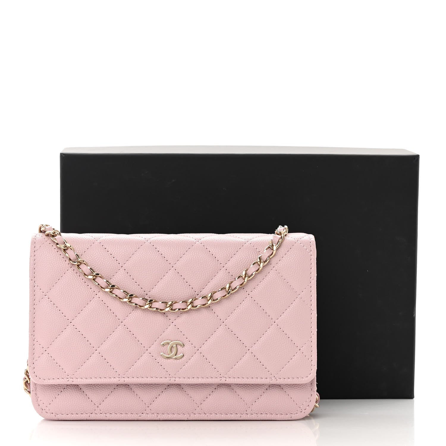 Chanel Caviar Quilted Wallet on Chain WOC Light Pink 13 of 13