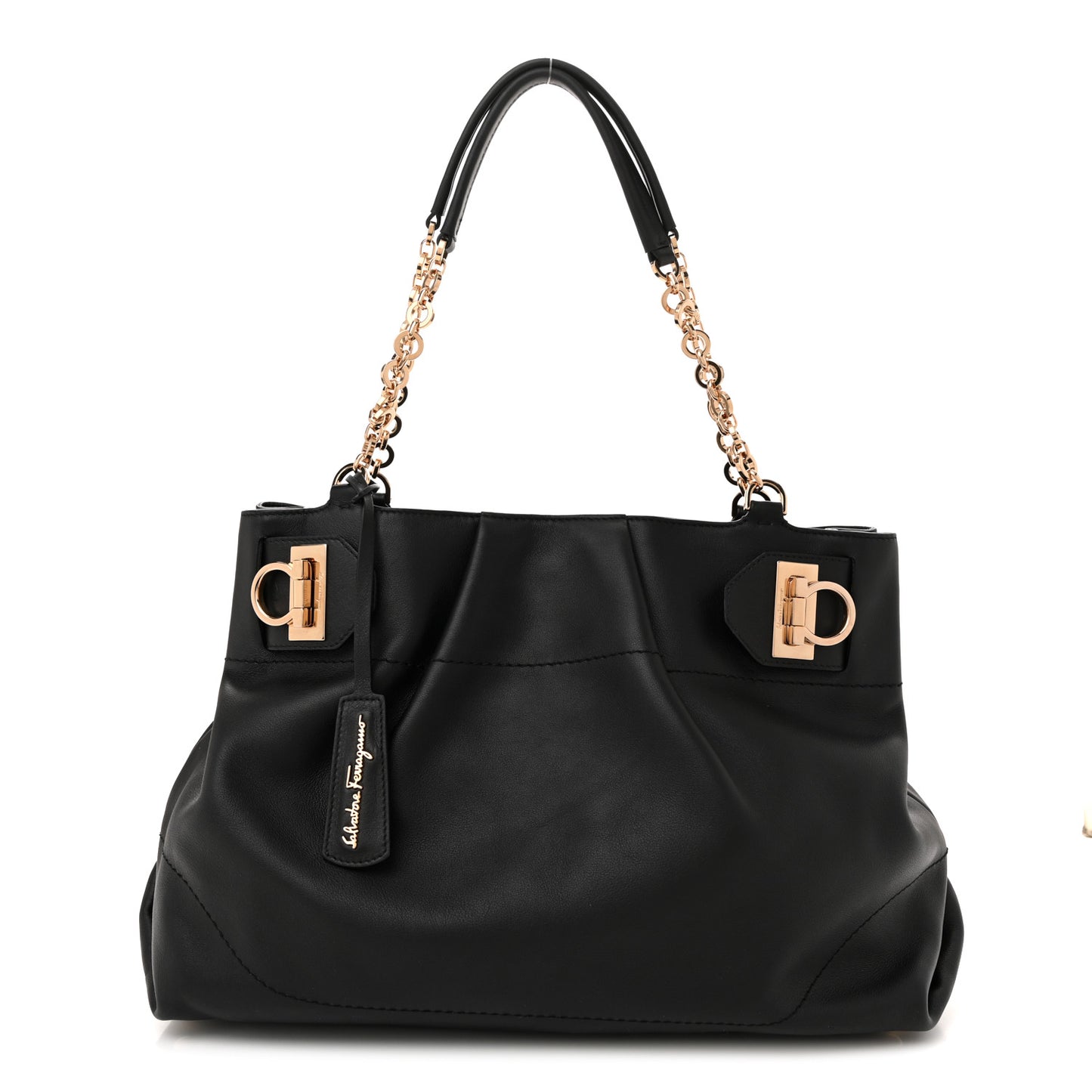 Calfskin Gancini Tote Bag Black
