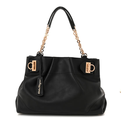 Salvatore Ferragamo Calfskin Gancini Tote Bag Black 1 of 10