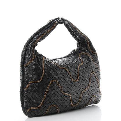 Bottega Veneta Nappa Intrecciato Medium Veneta Chain Hobo Nero Black 3 of 11