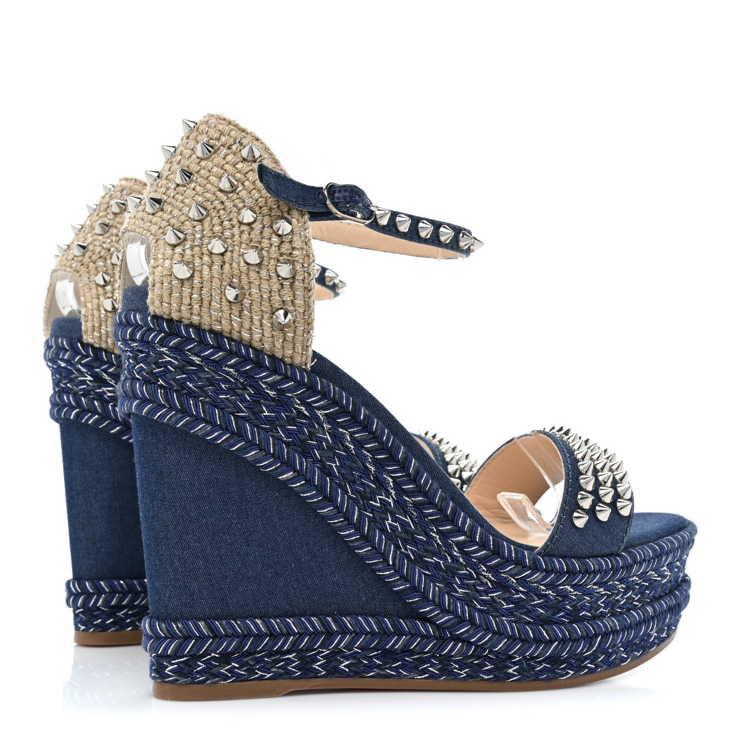 Christian Louboutin Denim Madmonica 120 Wedge Sandals 39 Blue 5 of 9