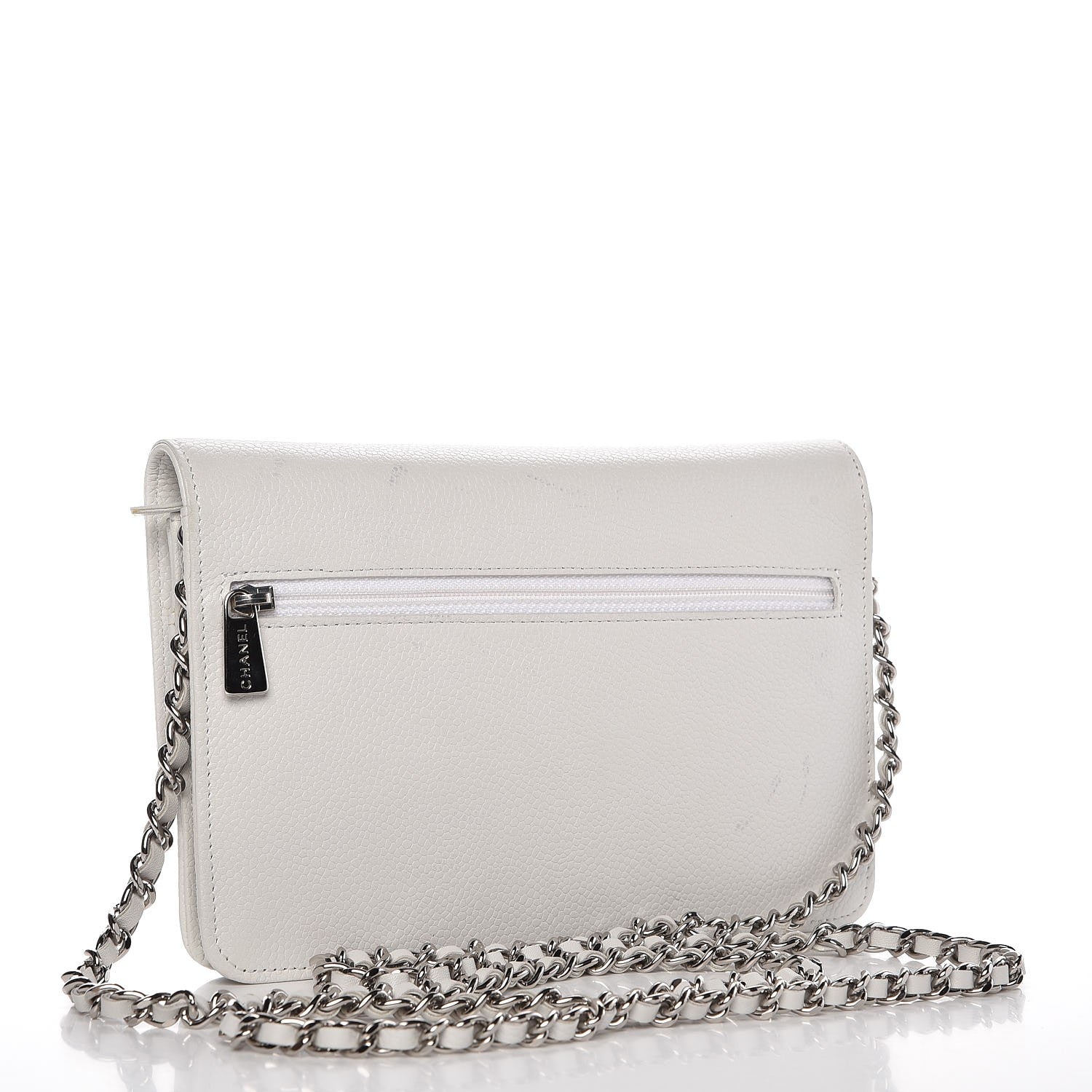 Chanel Caviar Timeless CC Wallet on Chain WOC White 3 of 11