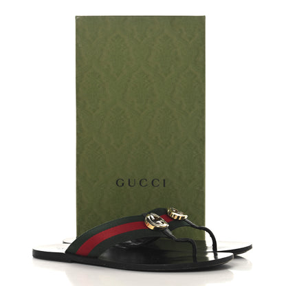 Gucci Nylon Calfskin Web Mens GG Thong Sandals 11 Green Red Black 11 of 11