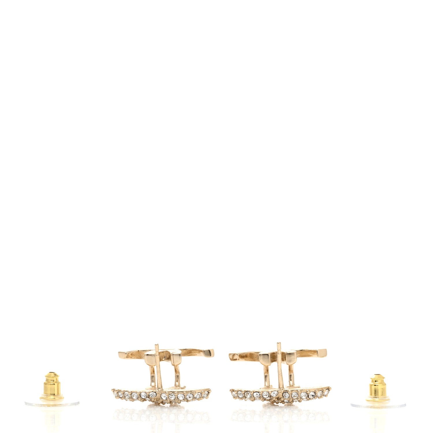 Chanel Metal Crystal Bead CC Earrings Gold 3 of 4