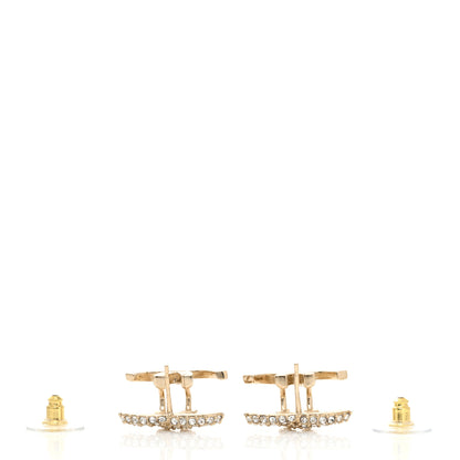 Chanel Metal Crystal Bead CC Earrings Gold 3 of 4
