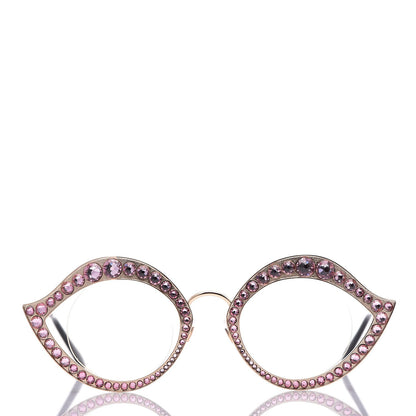 Gucci Metal Crystal Cat Eye Sunglasses GG0046/S Light Pink 2 of 10