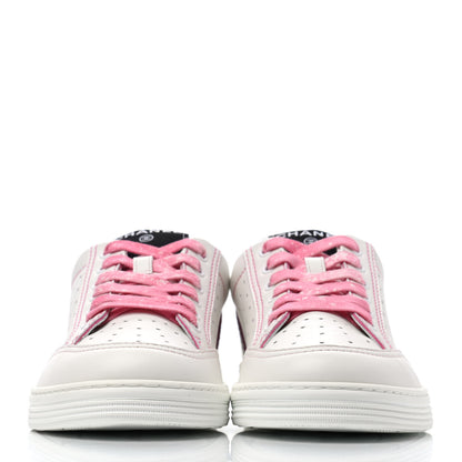 Chanel Calfskin Womens Logo Sneakers 38 White Pink 2 of 4