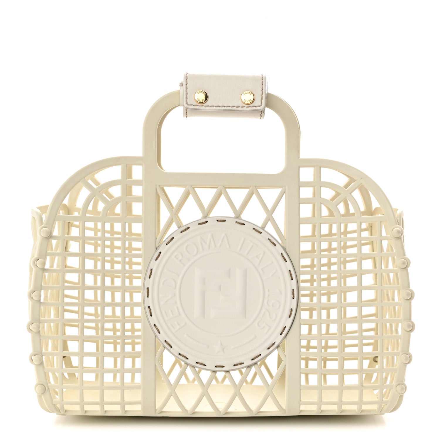 Fendi Recycled Plastic Vitello Liberty Matte Small Fendi Basket White Ice 1 of 10
