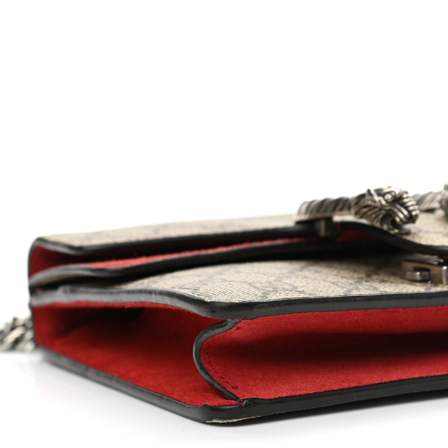 GG Supreme Monogram Suede Mini Dionysus Shoulder Bag Beige Ebony Vulcanic Red