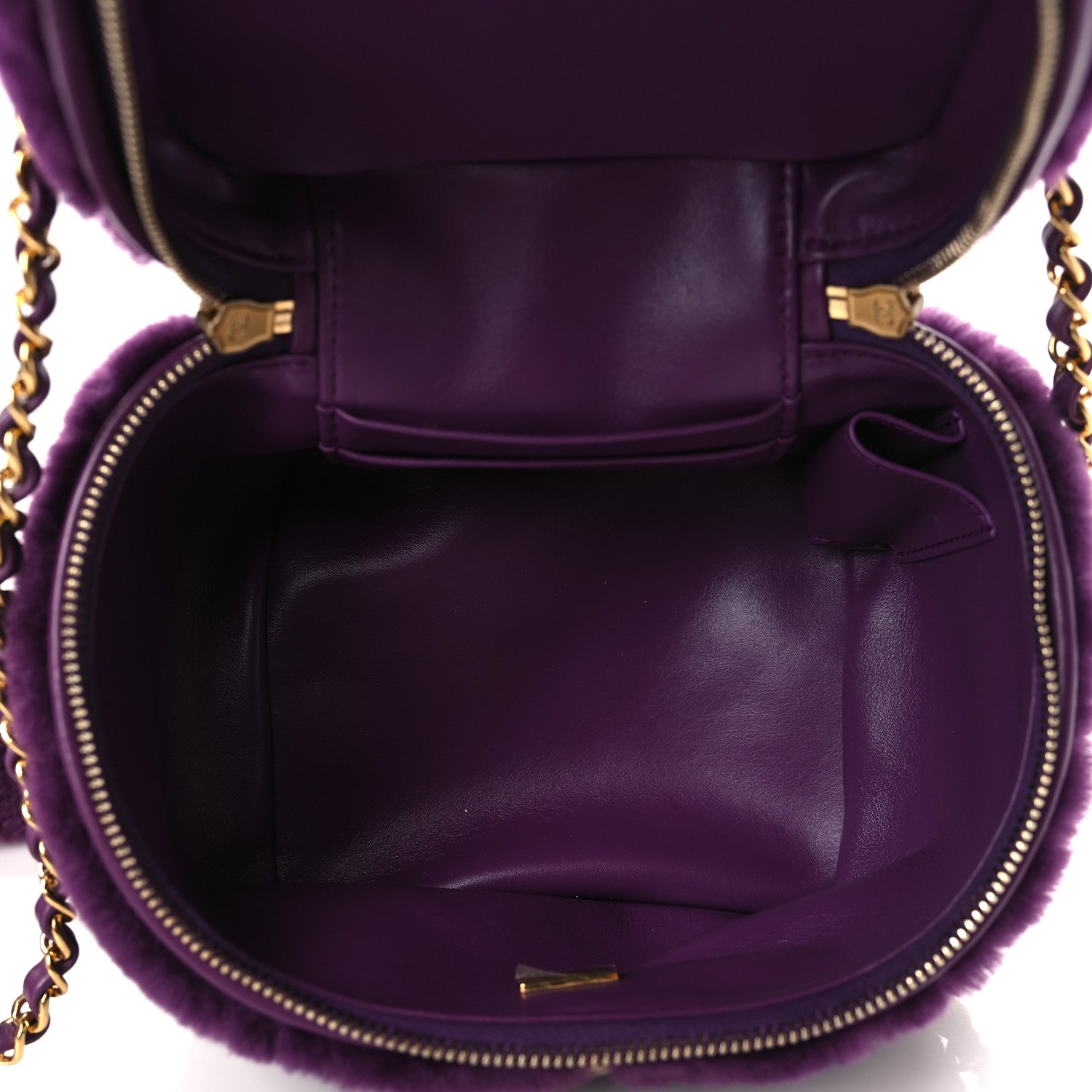Chanel Shearling Lambskin Quilted Small Vanity Case Purple 5 of 9