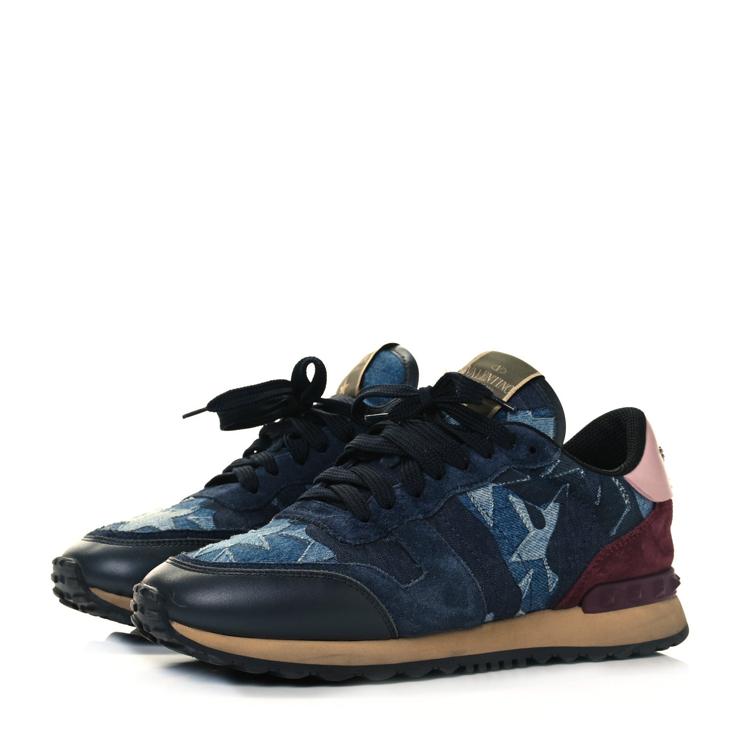 Valentino Garavani Denim Suede Camustars Womens Rockrunner Sneakers 39.5 Multicolor 3 of 8