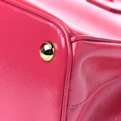 Prada Saffiano Vernice Mini Galleria Double Zip Tote Peonia 11 of 18