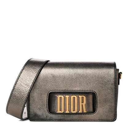 Christian Dior Metallic Grained Calfskin Dio(r)evolution Flap Bag Black Gold 1 of 14