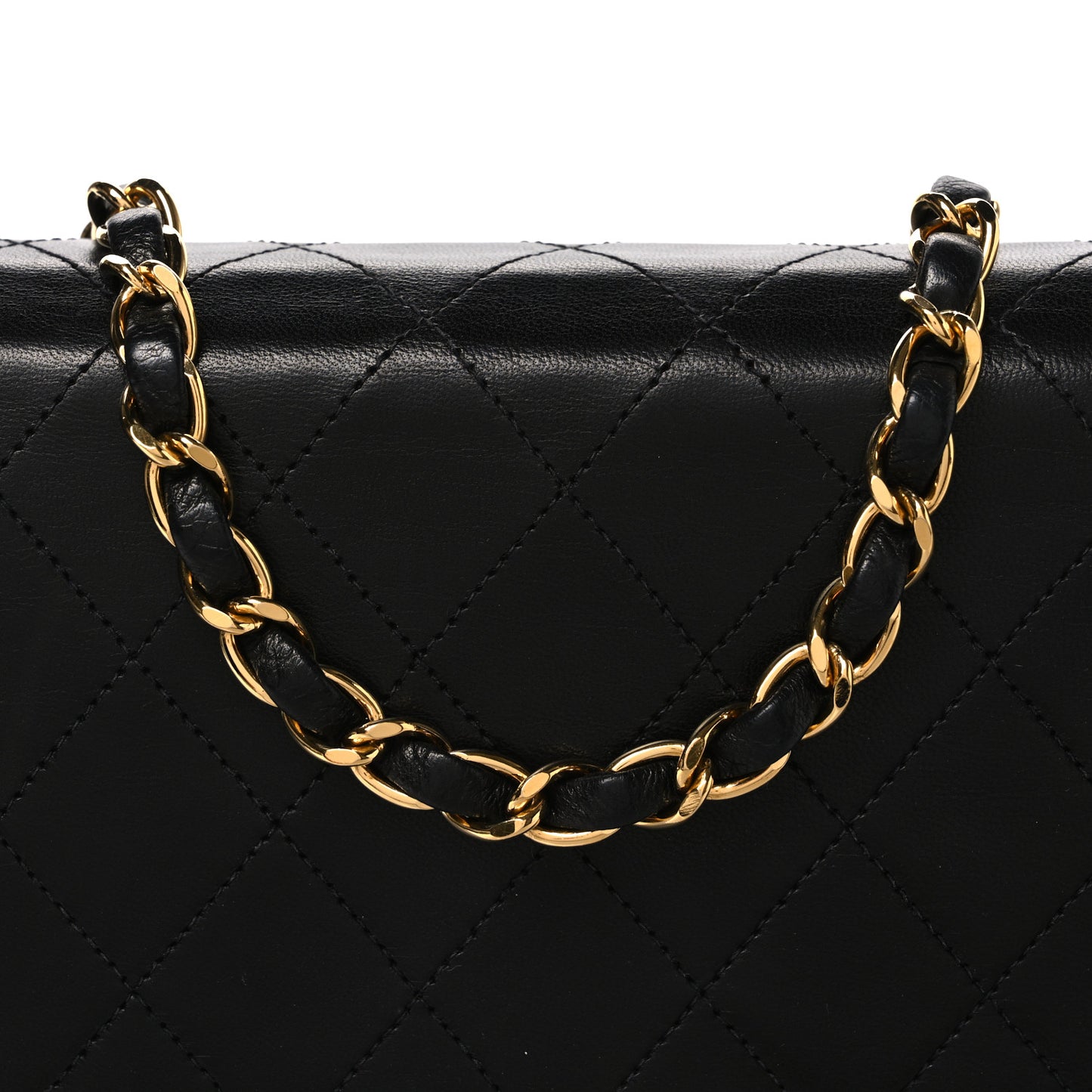 Lambskin Quilted Medium Single Flap Black