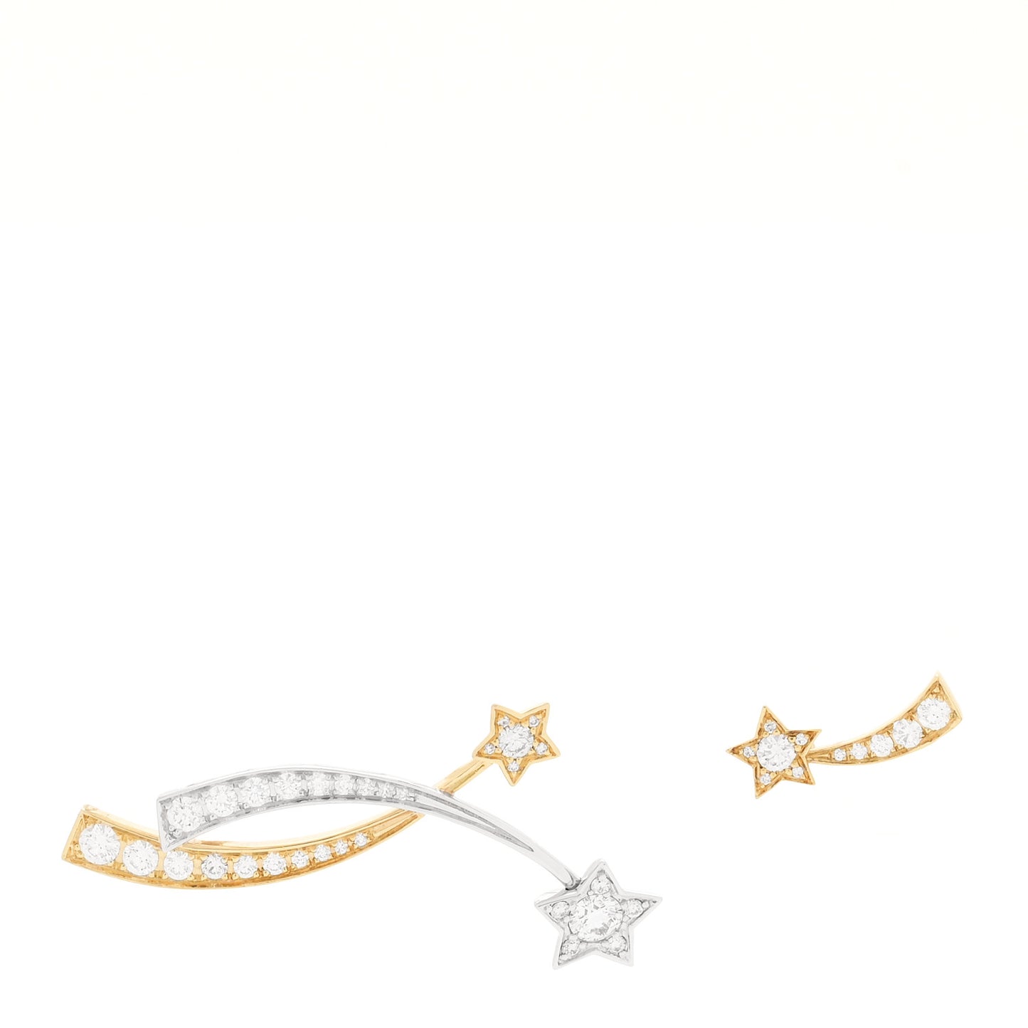 18K Yellow White Gold Diamond Etoile Filante Earrings