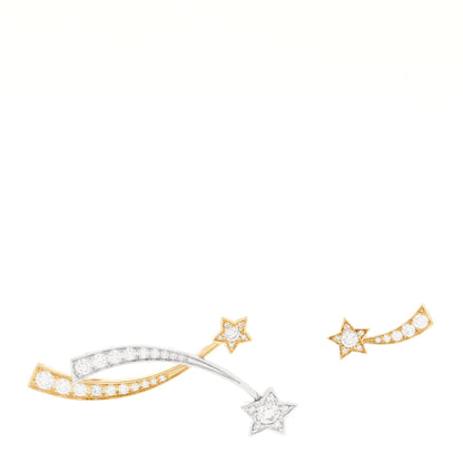 Chanel 18K Yellow White Gold Diamond Etoile Filante Earrings 1 of 5