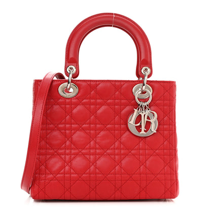 Christian Dior Lambskin Cannage Medium Lady Dior Red 1 of 11