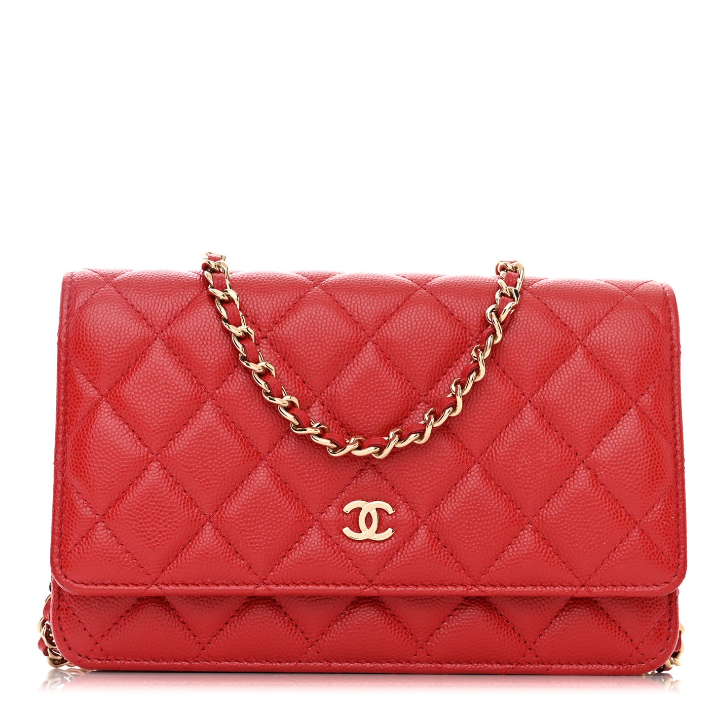 Caviar Quilted Wallet on Chain WOC Red