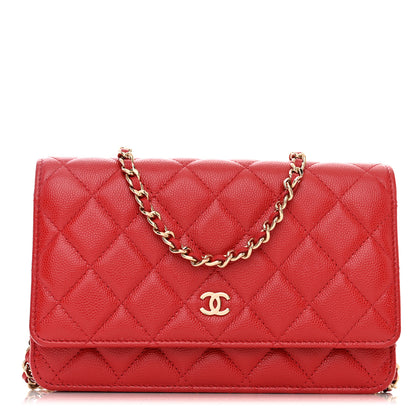 Chanel Caviar Quilted Wallet on Chain WOC Red 1 of 11