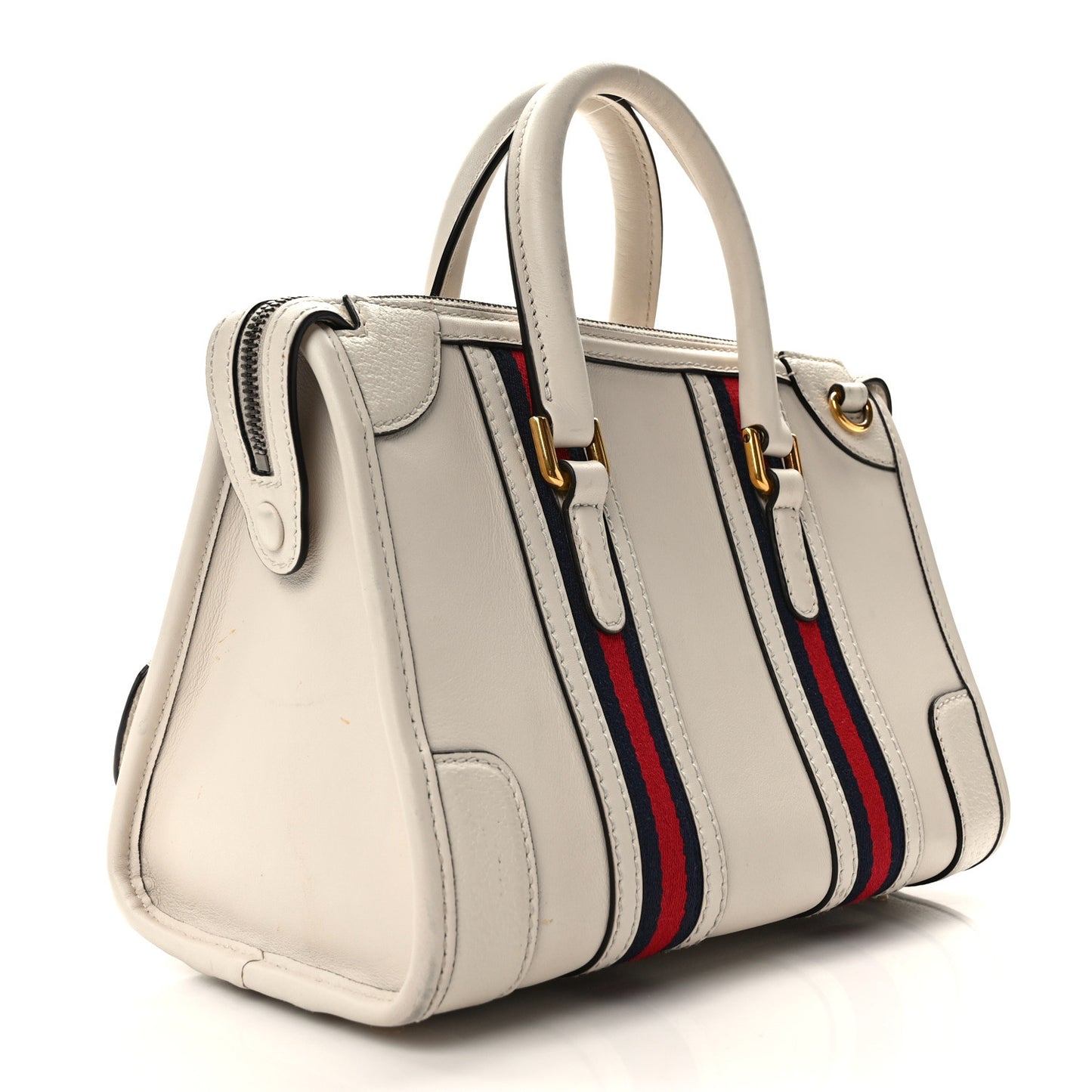 Koi Calfskin Small Bauletto Duffle Top Handle Bag Mystic White