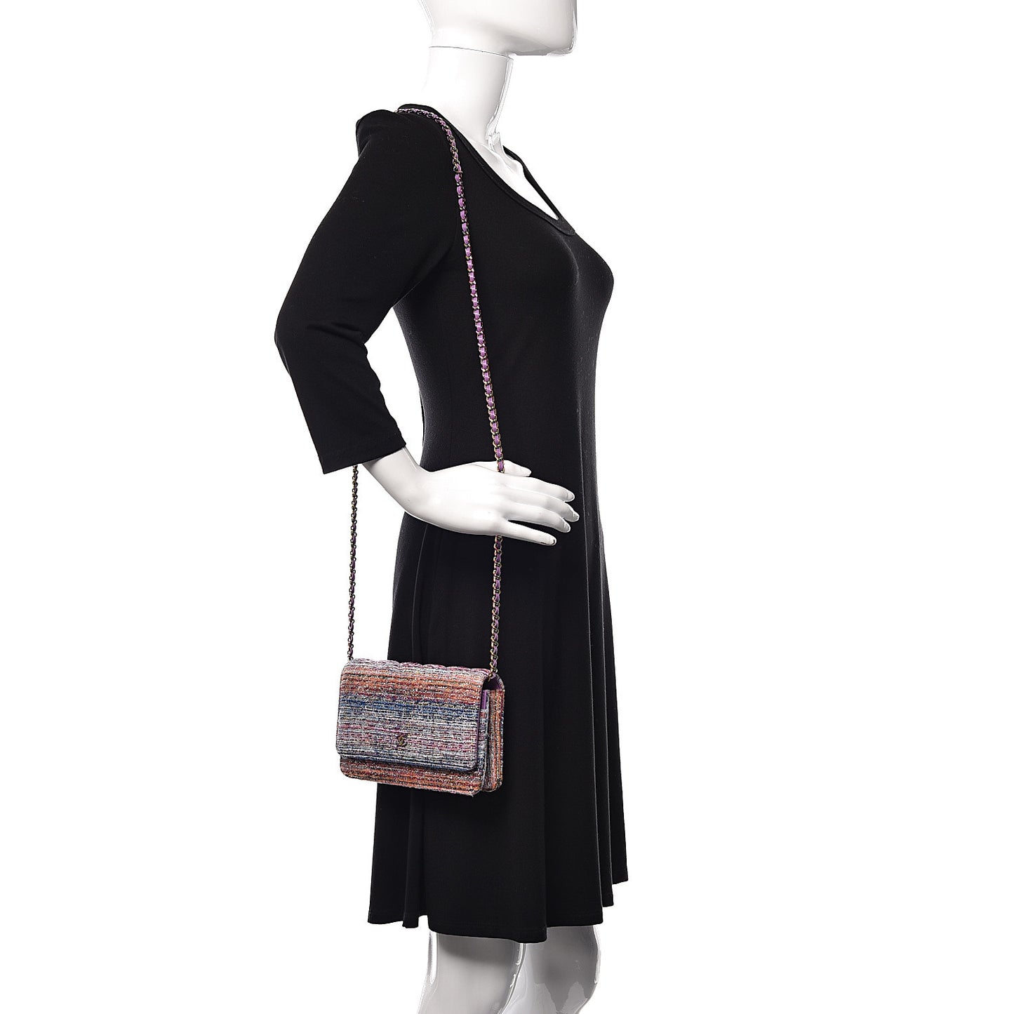 Tweed Iridescent Wallet On Chain WOC Purple