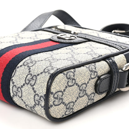 Gucci GG Supreme Monogram Textured Calfskin Web Mini Ophidia Messenger Beige Blue 10 of 10