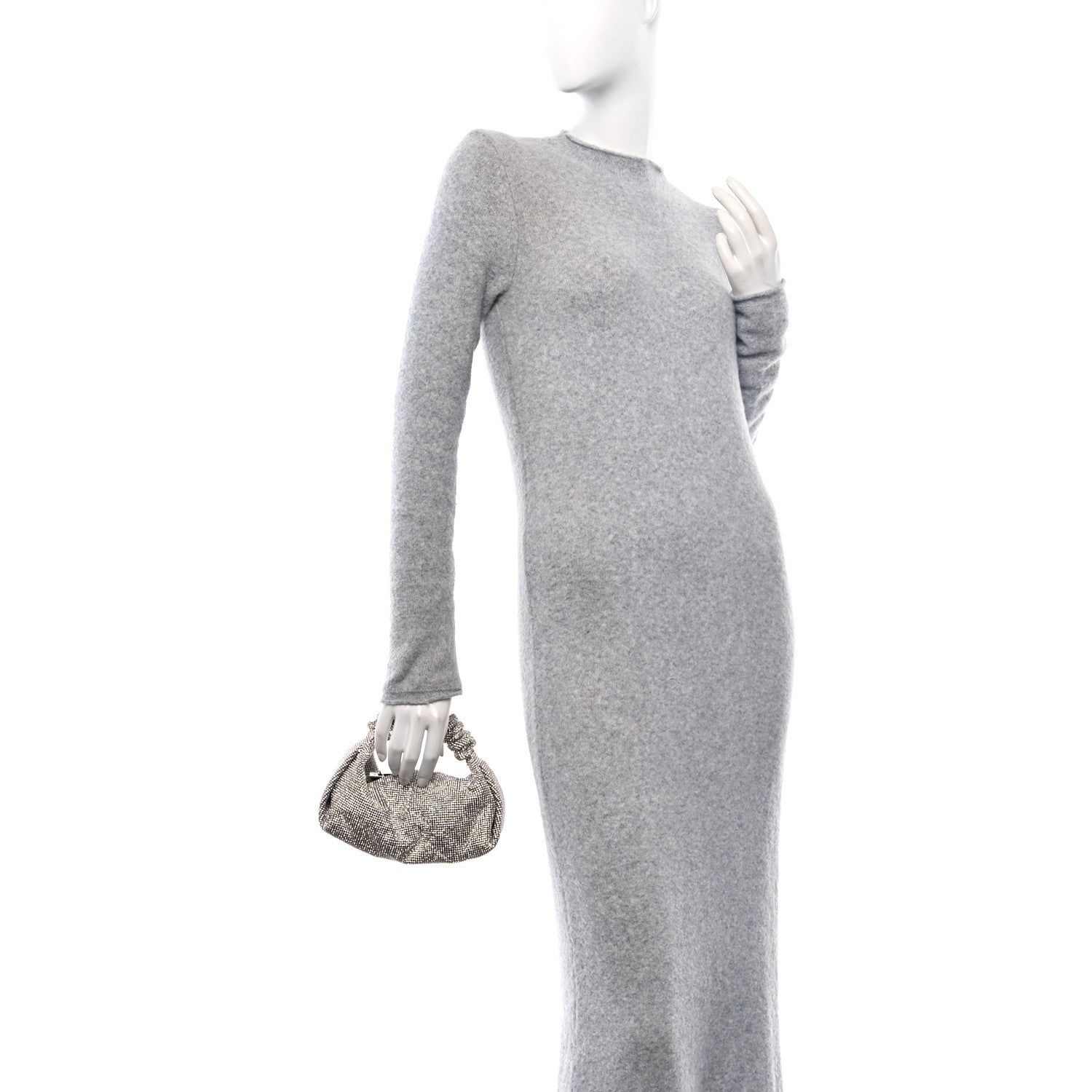 Alexander Wang Mesh Crystal Rhinestone Mini Scrunchie Clutch Black Silver 2 of 11