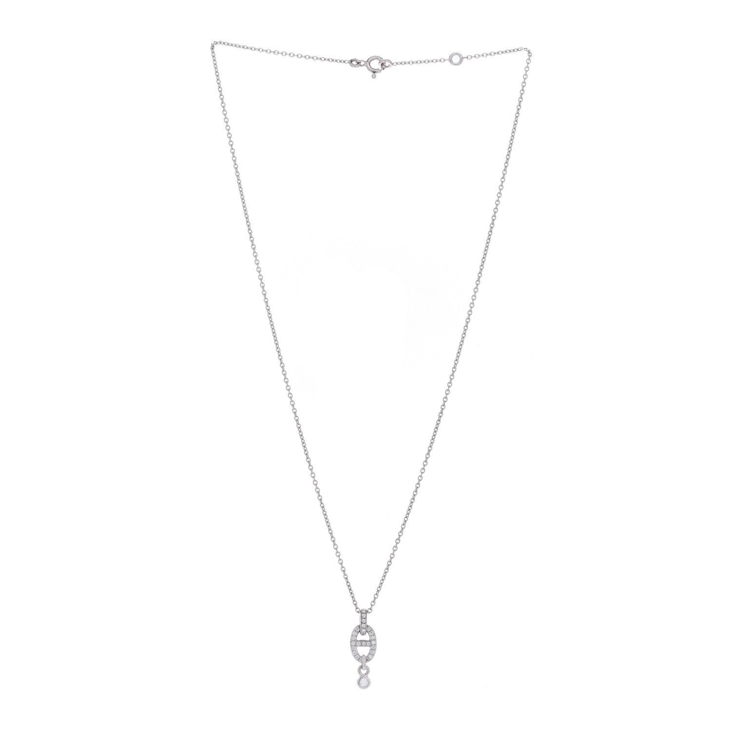 Hermes 18K White Gold Diamond PM Chaine d'Ancre Enchainee Necklace 3 of 5