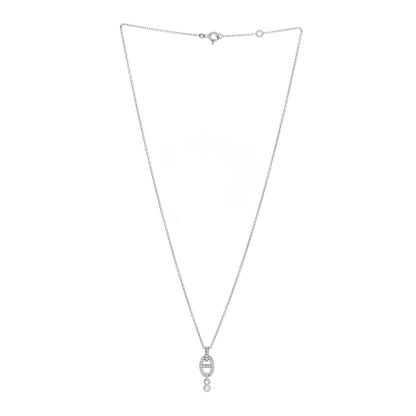 Hermes 18K White Gold Diamond PM Chaine d'Ancre Enchainee Necklace 3 of 5