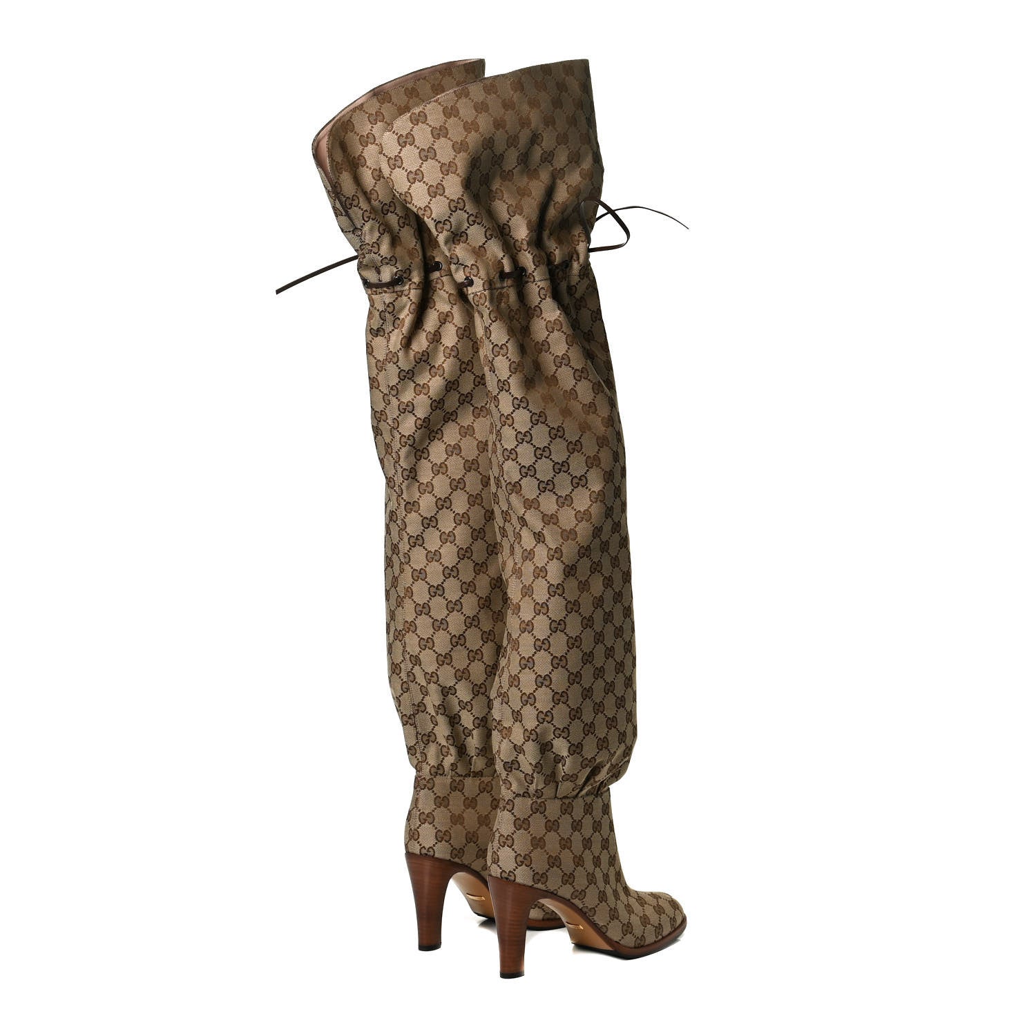 Gucci Monogram Over the Knee Boots 39 Beige Ebony 4 of 11