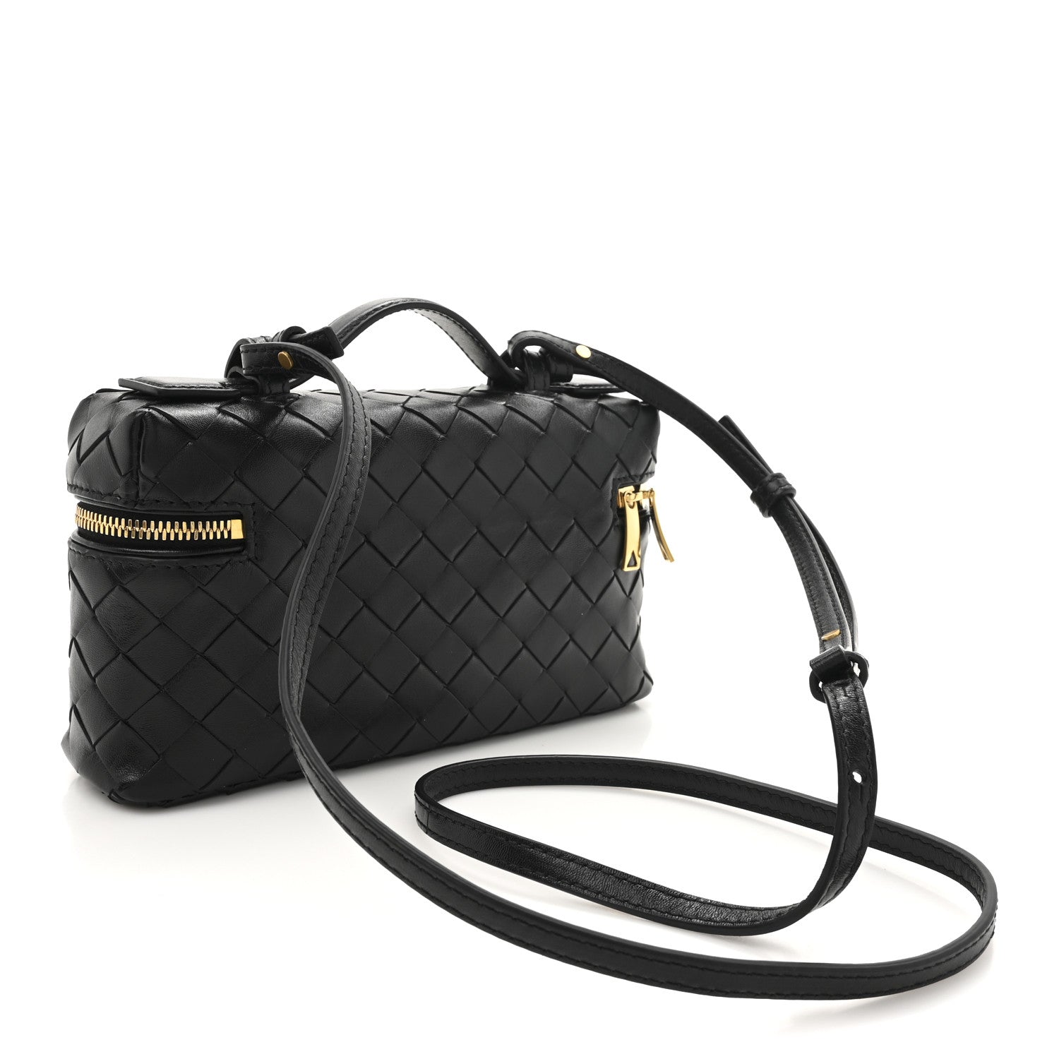 Bottega Veneta Calfskin Intrecciato Bang Bang Vanity Case Black 2 of 9