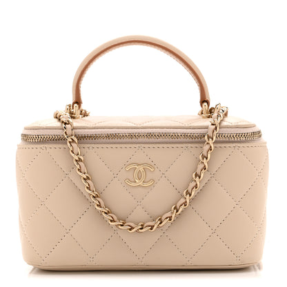 Chanel Lambskin Quilted Small Top Handle Vanity Case With Chain Beige 1 of 11