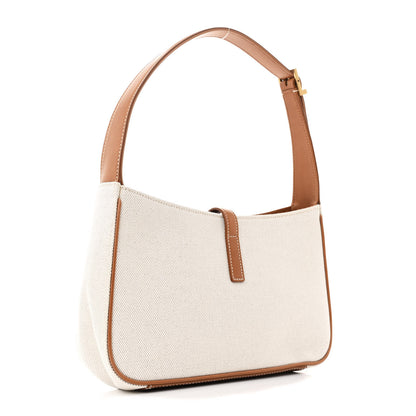 Saint Laurent Smooth Calfskin Canvas Le 5 A 7 Hobo Natural Beige Brick 3 of 11