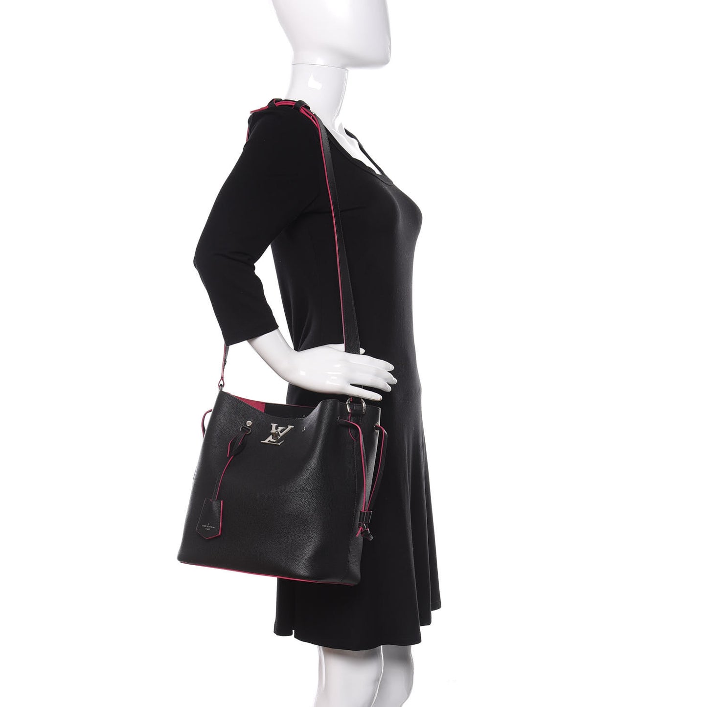 Calfskin Lockme Bucket Black