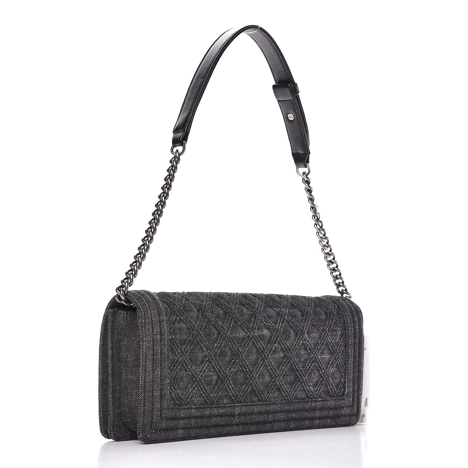 Chanel Denim Quilted Boy Clutch With Removable Chain Black 3 of 10