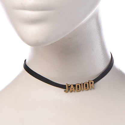 Christian Dior Grosgrain Ribbon J'Adior Logo Choker Necklace Black 2 of 6