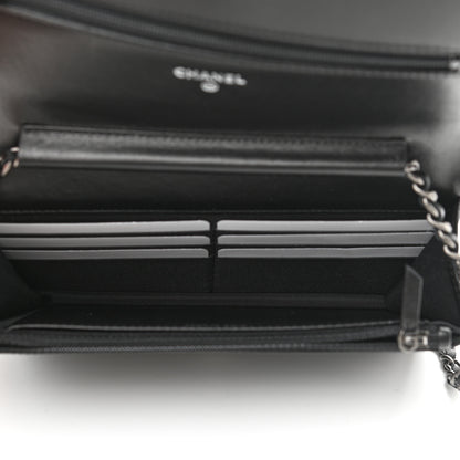 Chanel Lambskin Quilted Boy Wallet On Chain WOC Black 5 of 12