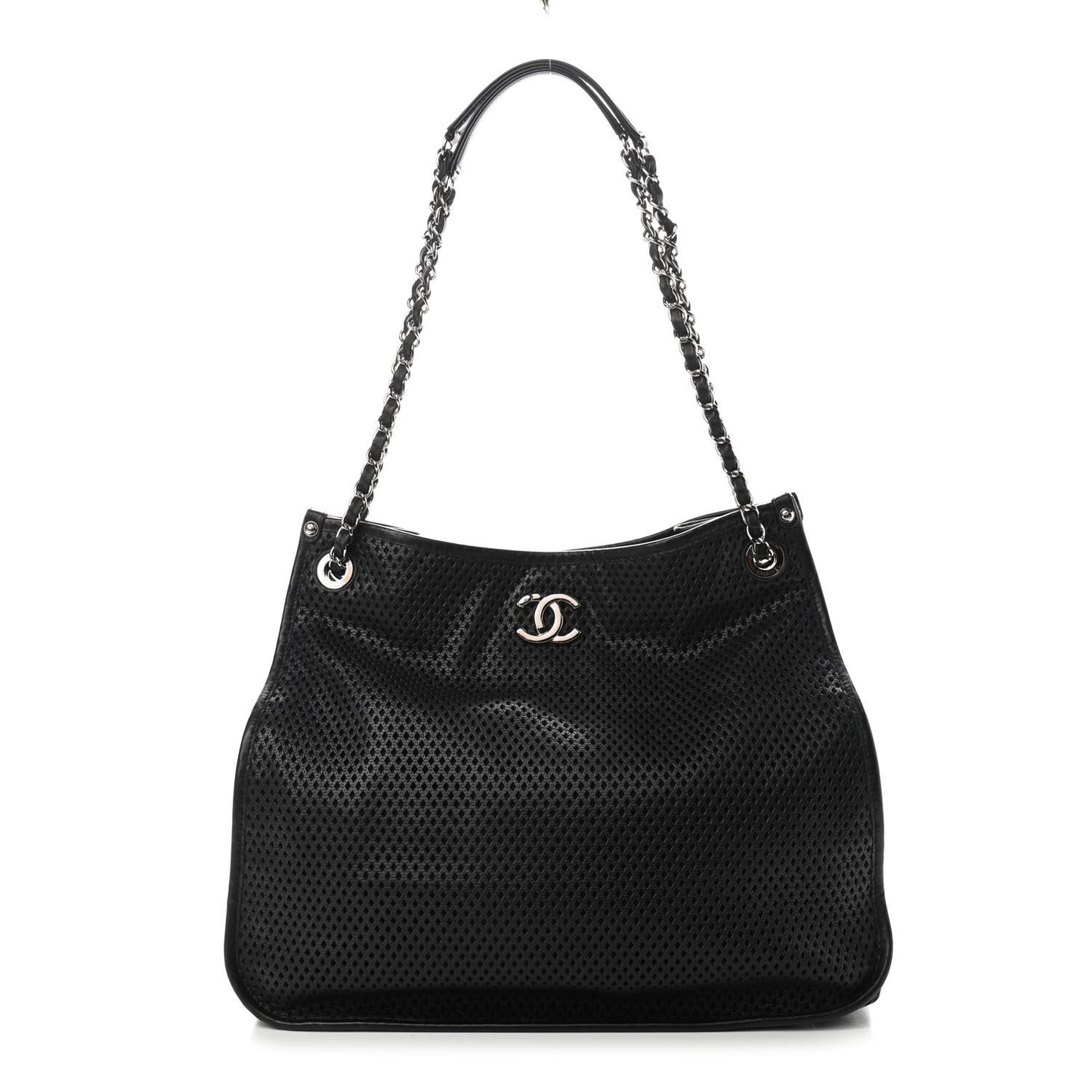 Calfskin Perforated Up In The Air Tote Black